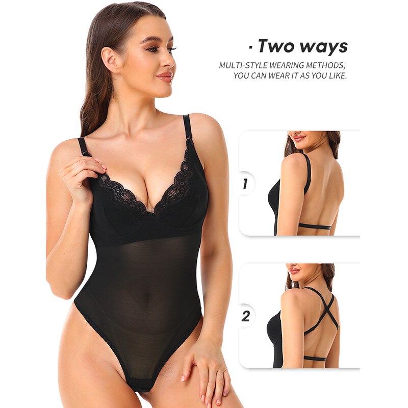 Shapewear Bodysuit Sexy Lingerie Lace Thong Panties