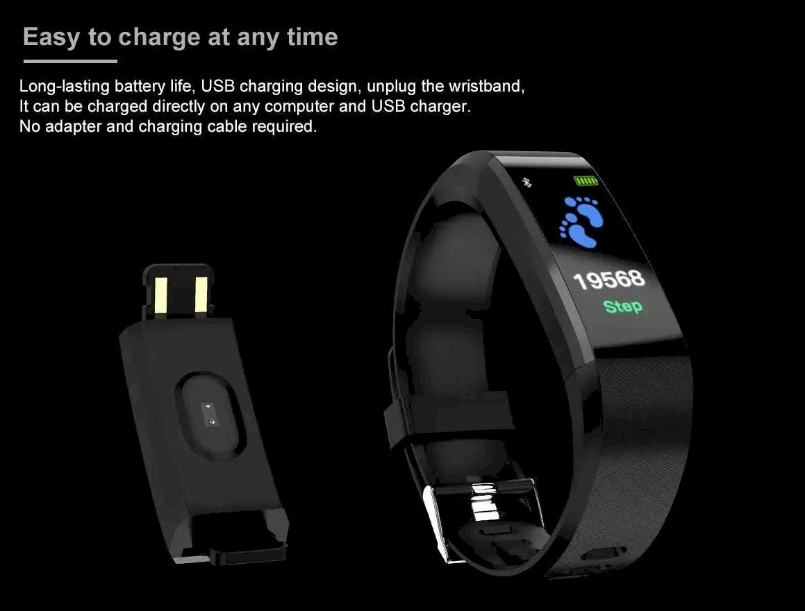 Smart Fitness Tracker Watch with Heart Rate & Blood Pressure Monitor