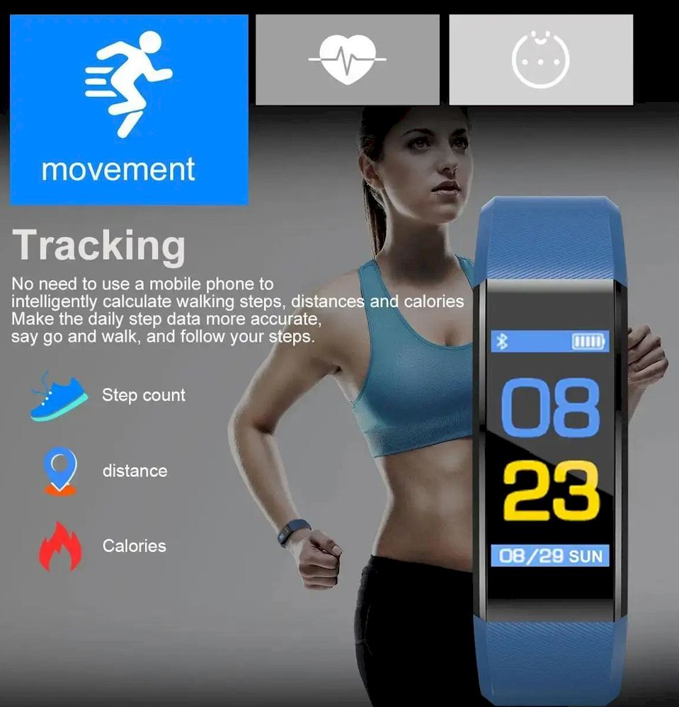 Smart Fitness Tracker Watch with Heart Rate & Blood Pressure Monitor