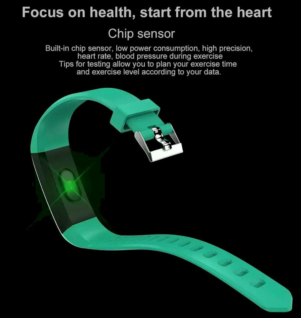 Smart Fitness Tracker Watch with Heart Rate & Blood Pressure Monitor