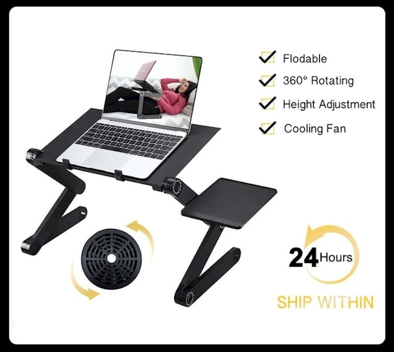Adjustable Aluminum Laptop Ergonomic Portable Desk With Mouse Pad