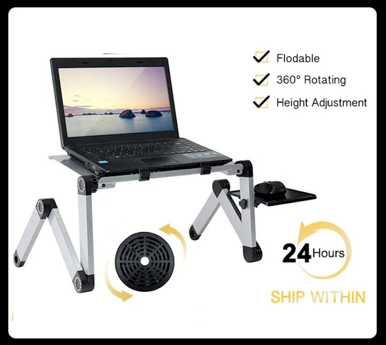 Adjustable Aluminum Laptop Ergonomic Portable Desk With Mouse Pad