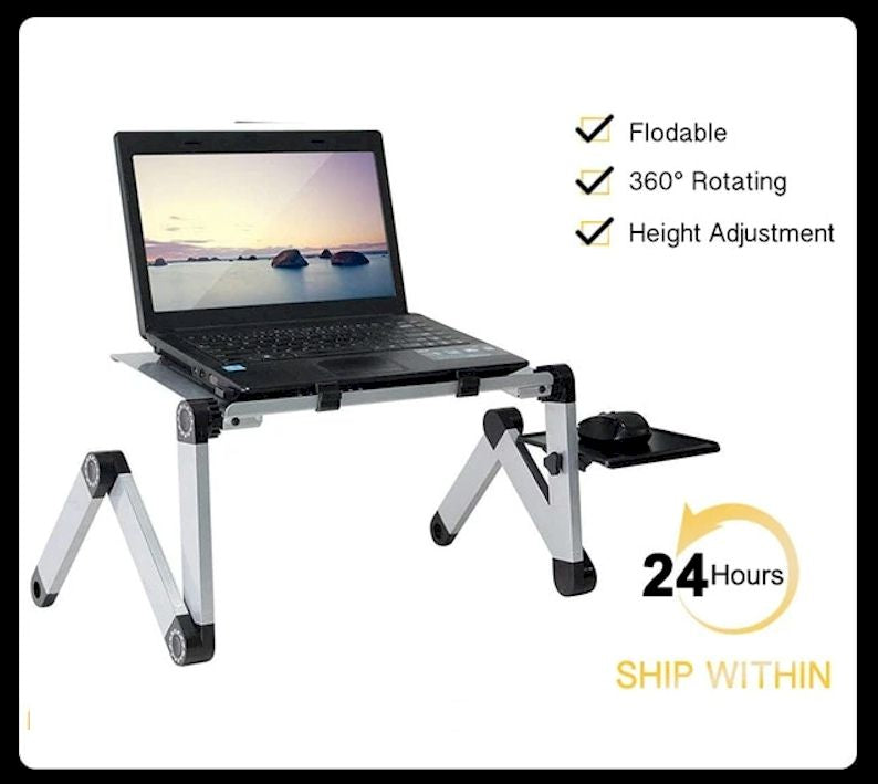 Adjustable Aluminum Laptop Ergonomic Portable Desk With Mouse Pad