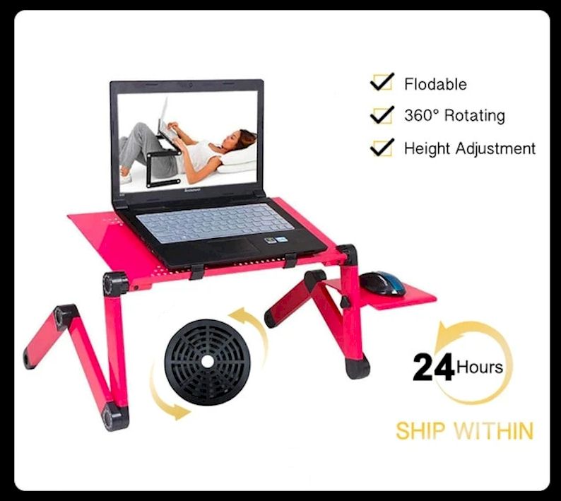 Adjustable Aluminum Laptop Ergonomic Portable Desk With Mouse Pad