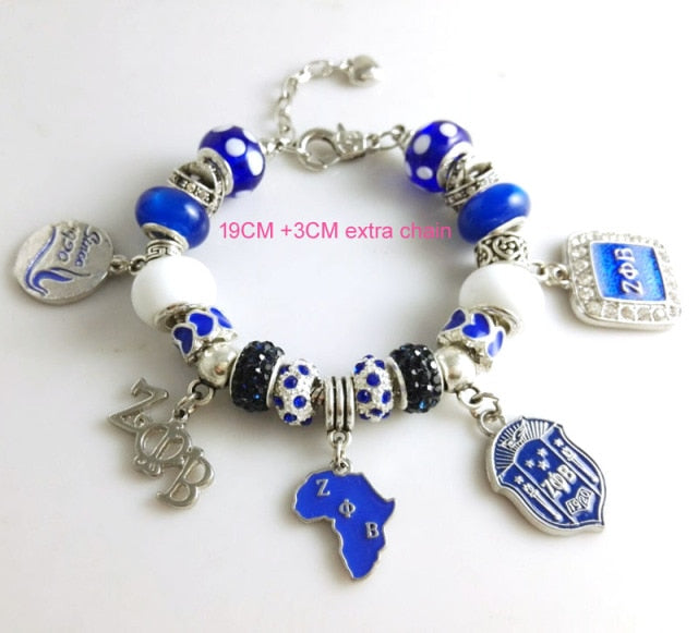 Newest ZETA PHI BETA Sorority Bracelet ZPB charm bead bracelet bangle