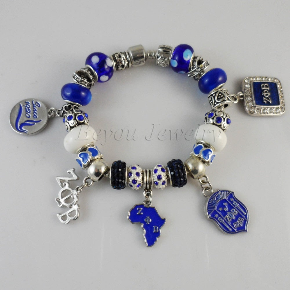 Newest ZETA PHI BETA Sorority Bracelet ZPB charm bead bracelet bangle