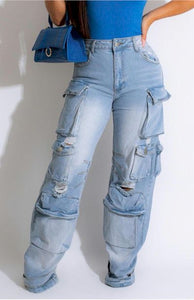 Confidence Meets Fashion: Non-Stretch Cargo Jeans in Sizes S - 2XL