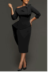 Stretchy Three-Quarter Sleeve Stylish Midi Dress