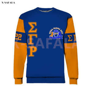 ΣΓΡ Sigma Gamma Rho Pattern 3D Over Printed Hoodie Man Women Unisex Outwear Zipper Pullover Sweatshirt Casual